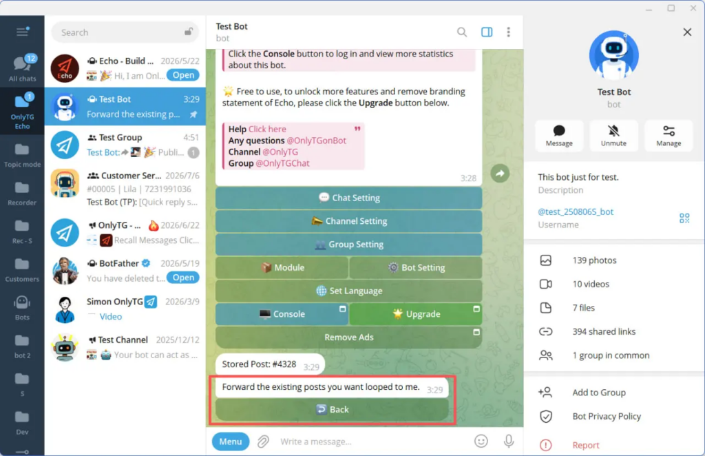 Loop existing post to channel