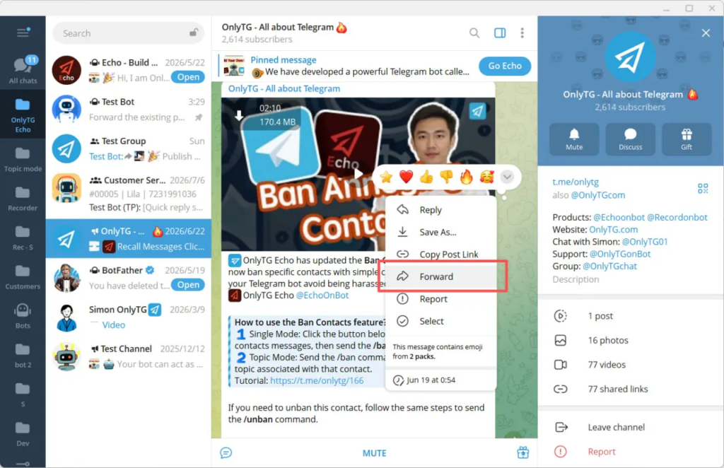 Loop existing post to channel