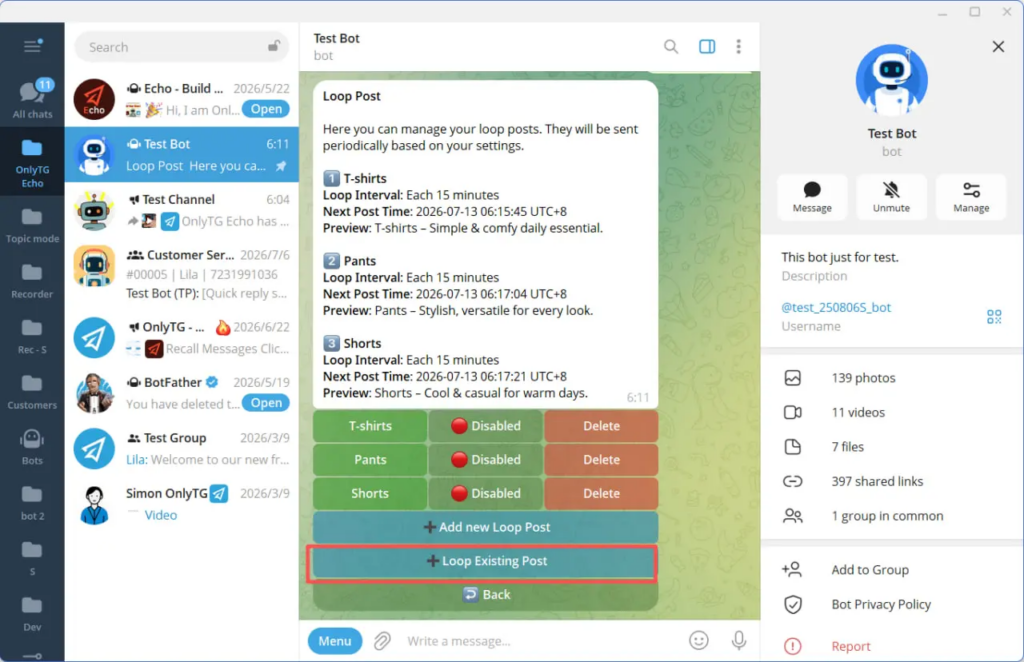 loop existing post to group