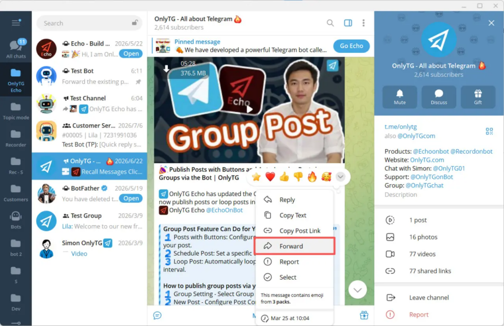 loop existing post to group