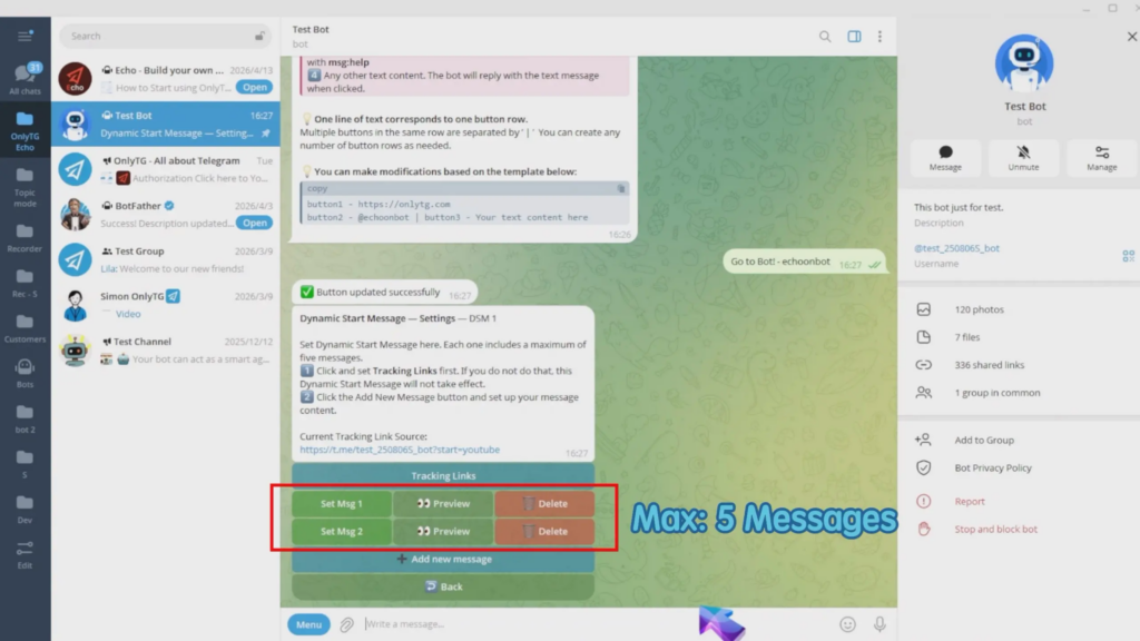 Dynamic Start Message
