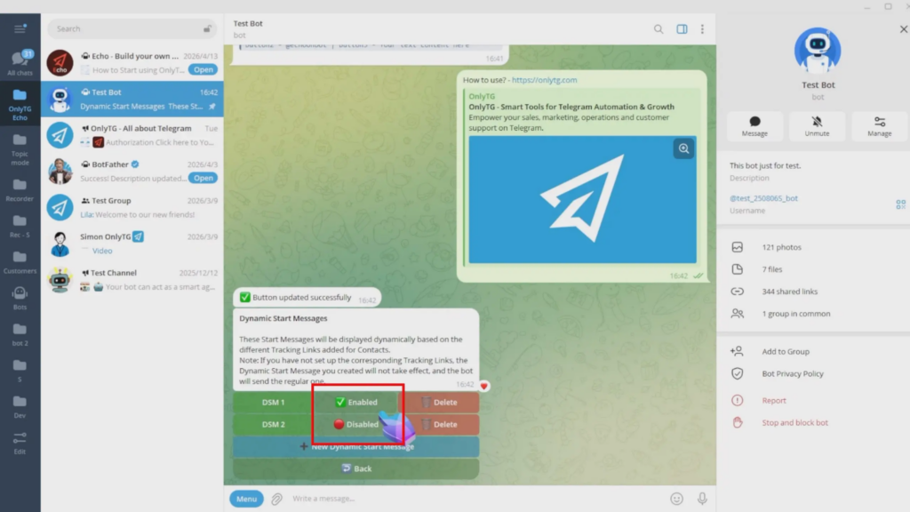 Dynamic Start Message