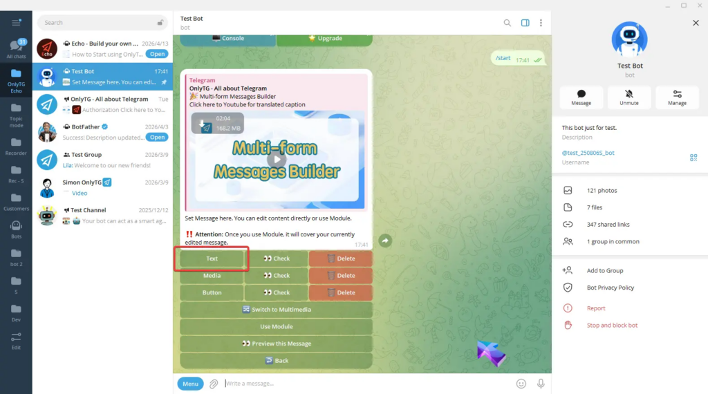 Multi-form Messages Builder