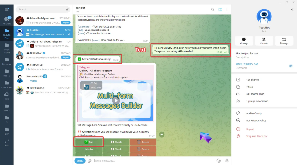 Multi-form Messages Builder