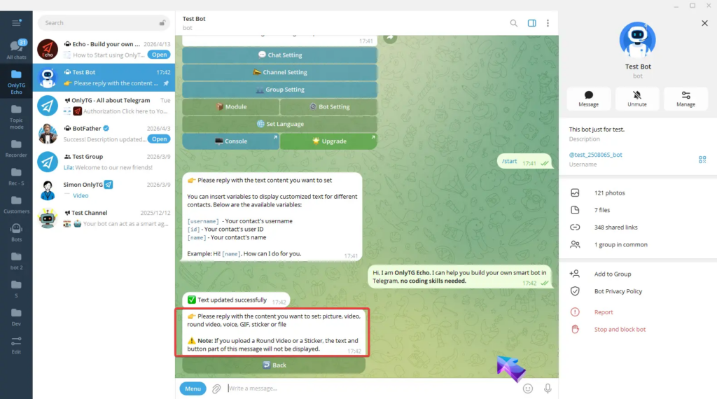 Multi-form Messages Builder