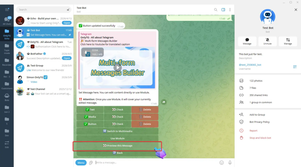 Multi-form Messages Builder