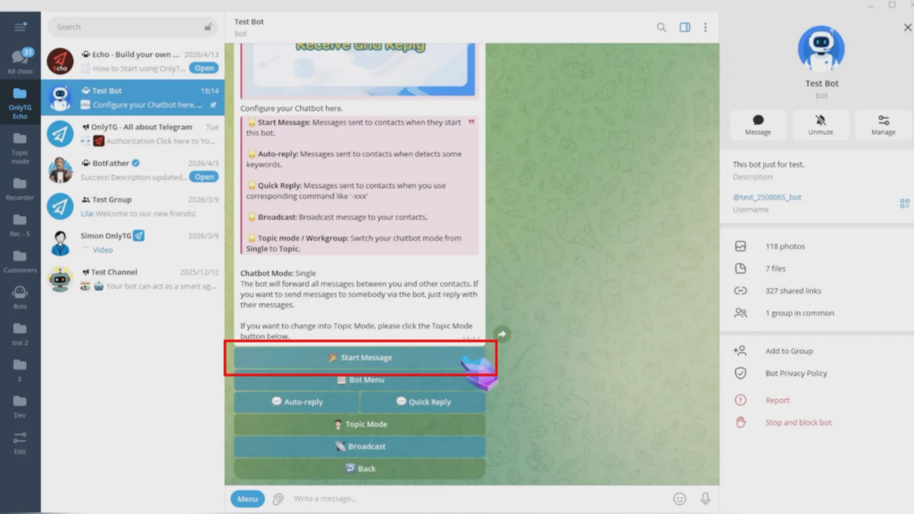 Dynamic Start Message
