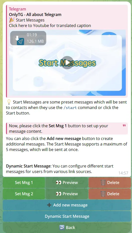 Start Message