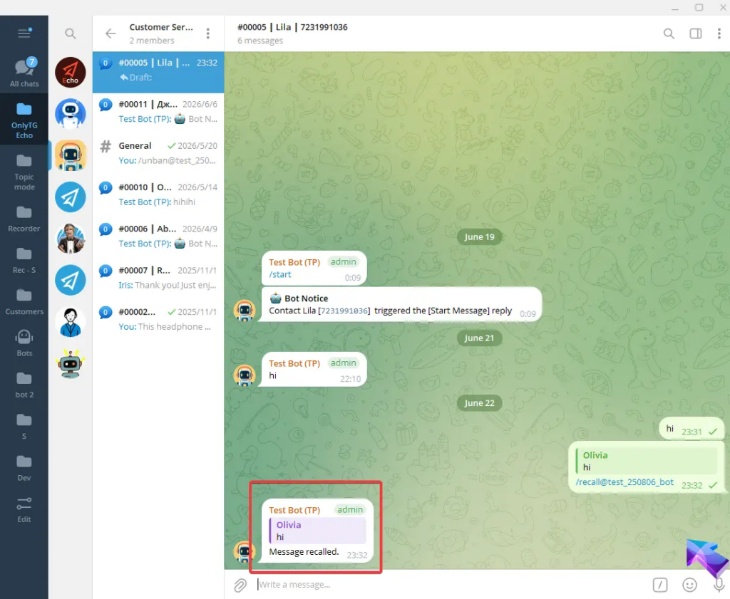 Recall Messages
